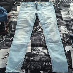 Hollister Light Blue Skinny Jeans with Vintage Wash and Slim Fit